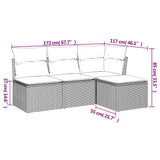 vidaXL 4-Piece Poly Rattan Lounge Set with Cushions Black