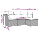 vidaXL 4-Piece Poly Rattan Lounge Set with Cushions Black
