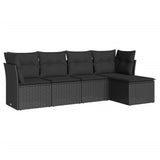 vidaXL Ensemble de salon 5 personnes avec coussins en poly rotin noir