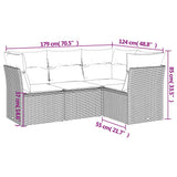 vidaXL 4-Piece Poly Rattan Lounge Set with Cushions Black