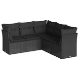 vidaXL 5-piece Lounge Set with Cushions Poly Rattan Black