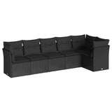 vidaXL Ensemble de salon 6 personnes avec coussins en poly rotin noir