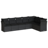vidaXL 7-Piece Lounge Set with Cushions Poly Rattan Black