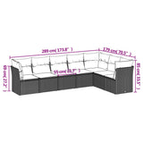 vidaXL 7-Piece Lounge Set with Cushions Poly Rattan Black