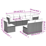 vidaXL 8-piece Lounge Set with Cushions Poly Rattan Black