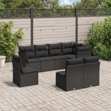 vidaXL 8-piece Lounge Set with Cushions Poly Rattan Black