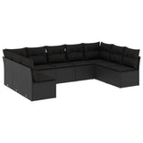 vidaXL 9-delige Loungeset met kussens poly rattan zwart