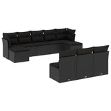 vidaXL Ensemble de salon 10 personnes avec coussins en poly rotin noir