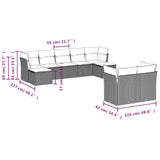 vidaXL 9-delige Loungeset met kussens poly rattan zwart