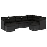 vidaXL 9-piece Poly Rattan Lounge Set with Cushions Black