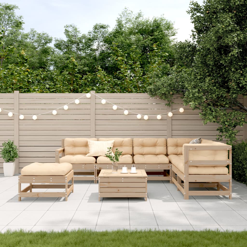 vidaXL 8-Piece Lounge Set with Cushions Solid Pine Wood