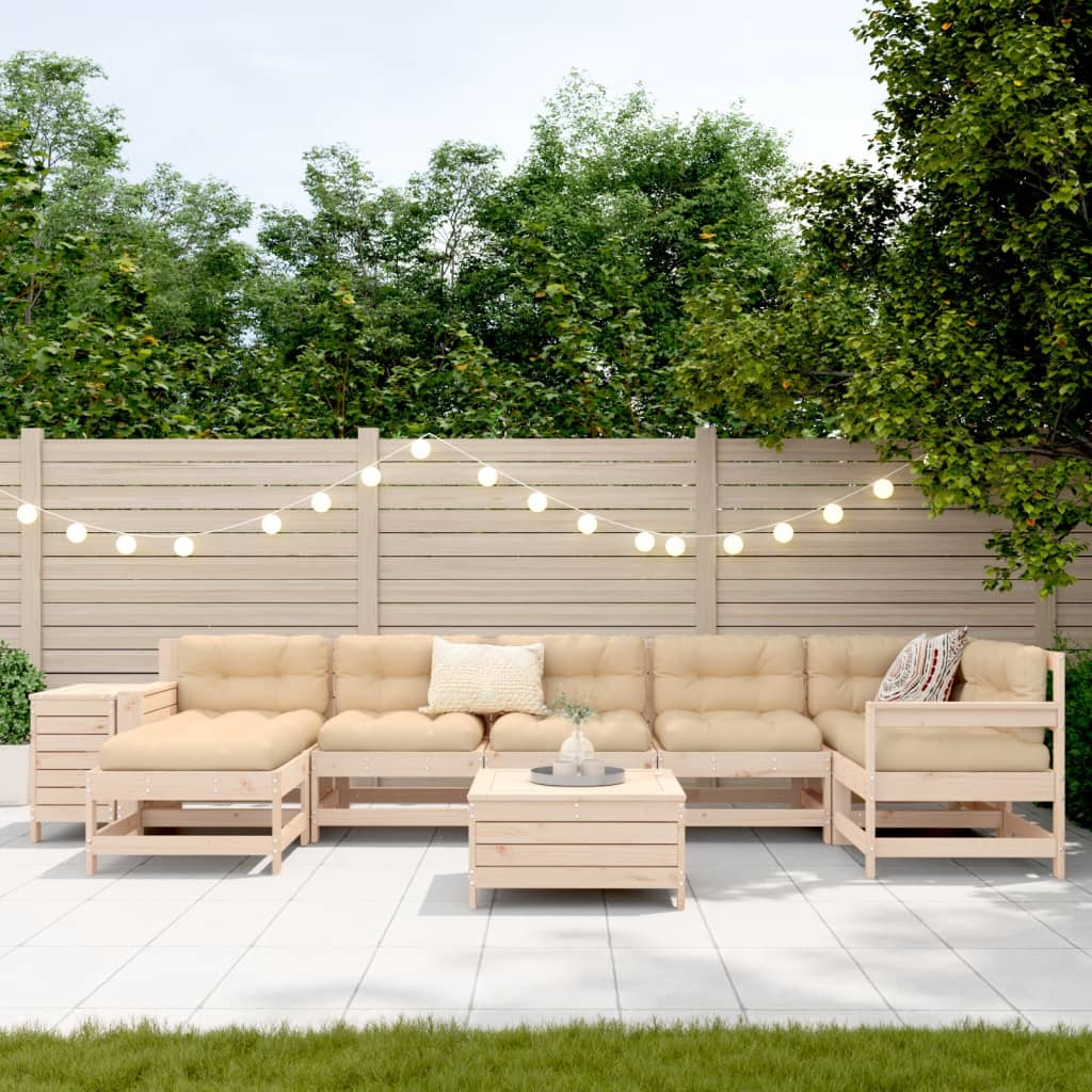 vidaXL Salon de jardin 9 pcs Bois de pin massif