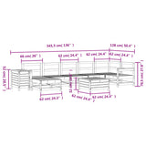 vidaXL Salon de jardin 9 pcs Bois de pin massif