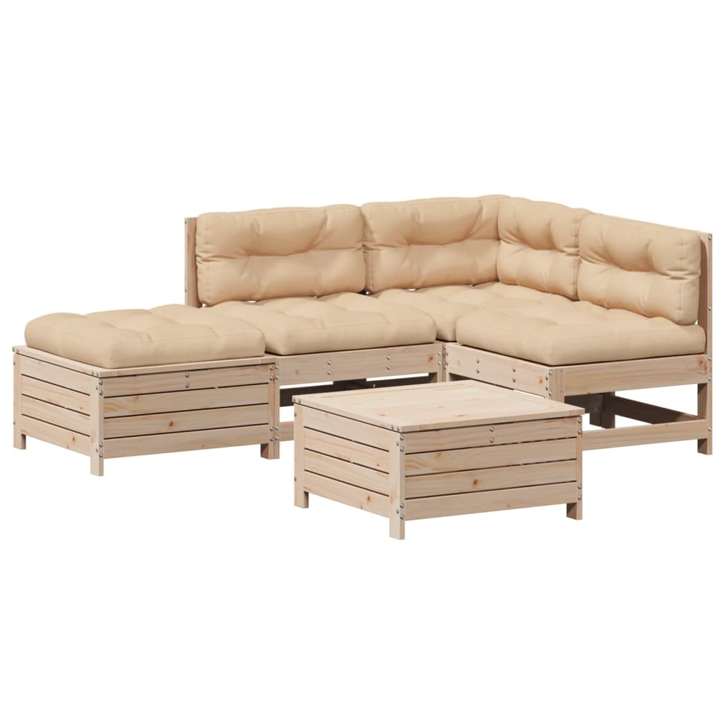 vidaXL 5-Piece Lounge Set with Cushions Solid Pine Wood