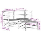 vidaXL 3-delige Loungeset massief grenenhout