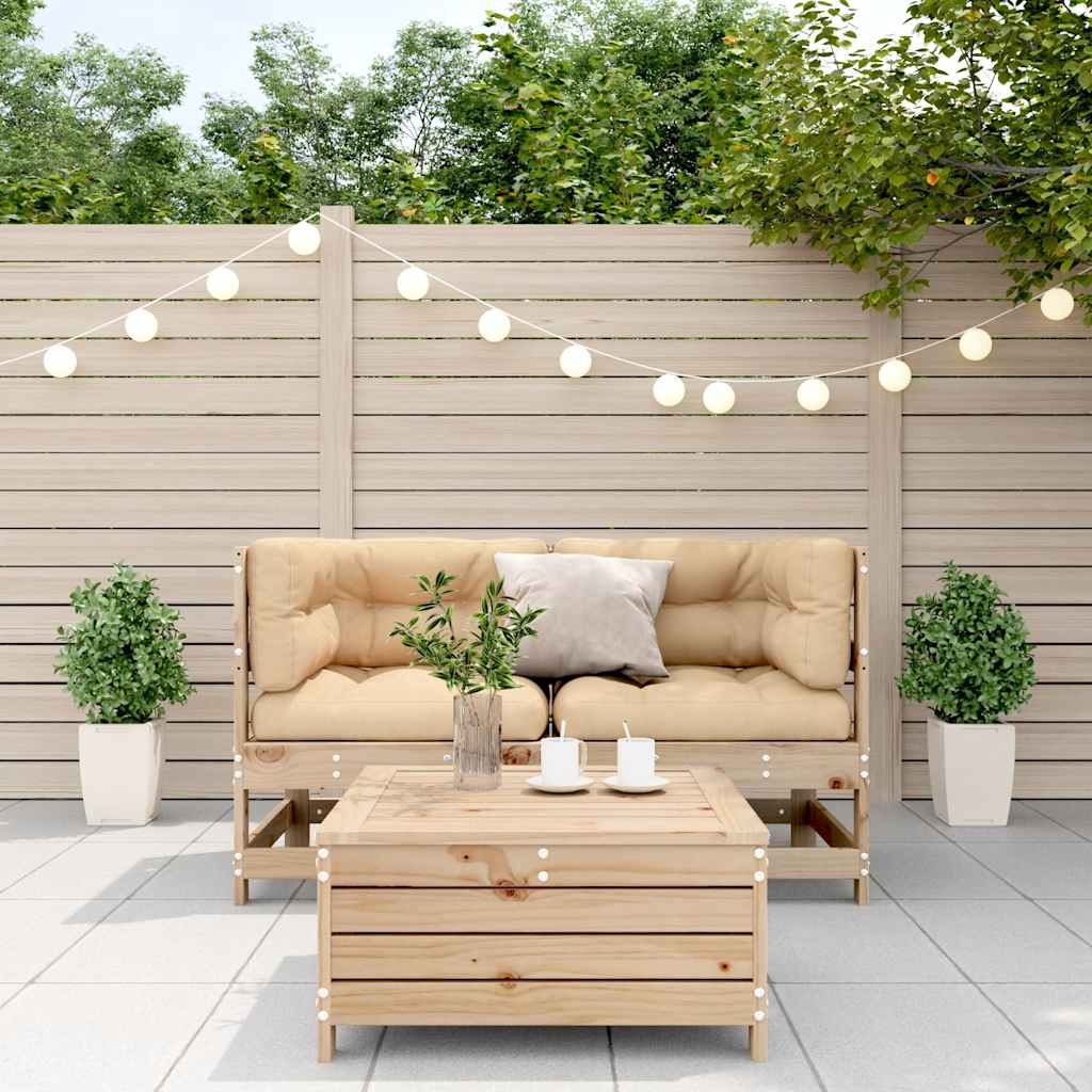 vidaXL 3-delige Loungeset met kussens massief grenenhout