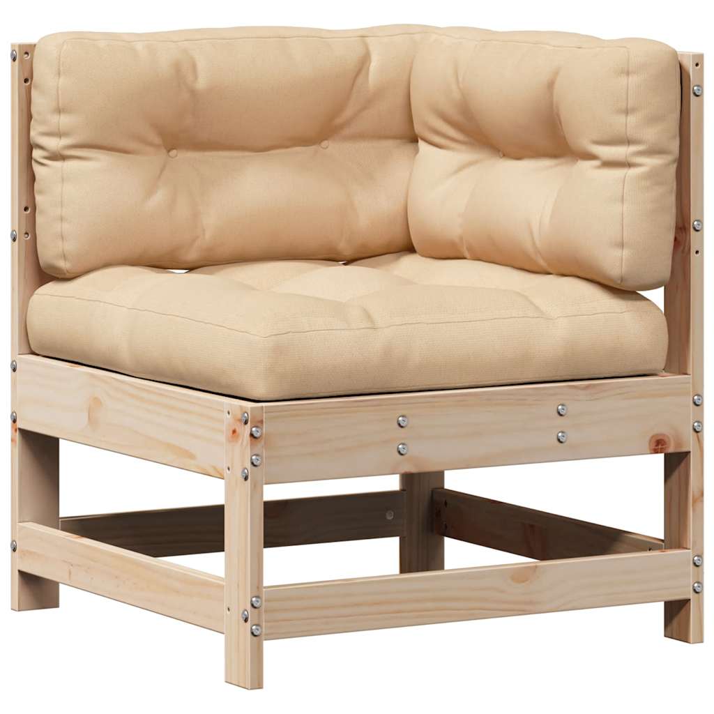 vidaXL 3-delige Loungeset met kussens massief grenenhout