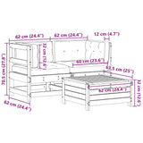 vidaXL 3-delige Loungeset met kussens massief grenenhout