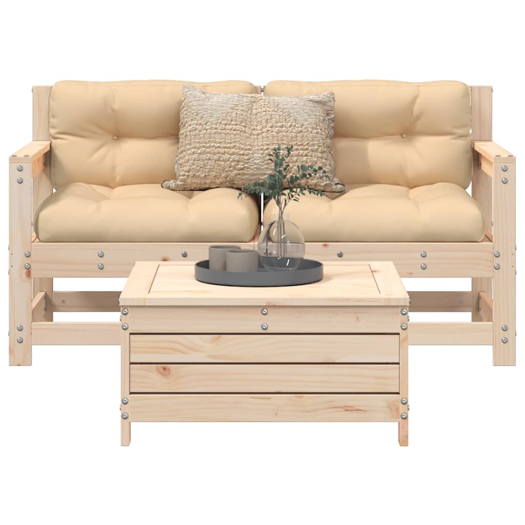 vidaXL 3-delige Loungeset massief grenenhout