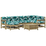 vidaXL 7-delige Loungeset met kussens massief grenenhout