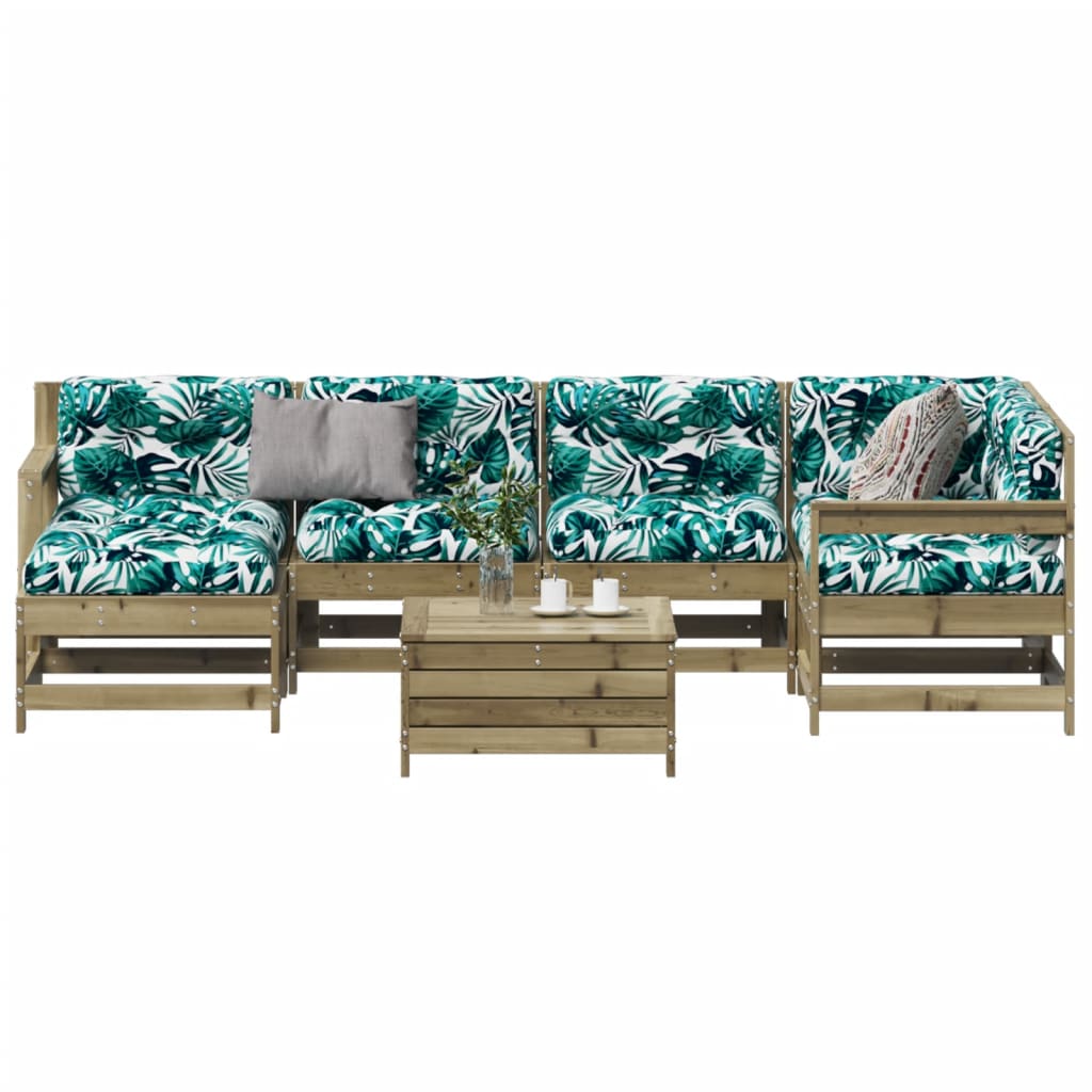 vidaXL 7-delige Loungeset met kussens massief grenenhout