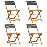 vidaXL Tuinstoelen 4 st inklapbaar poly rattan en massief hout zwart