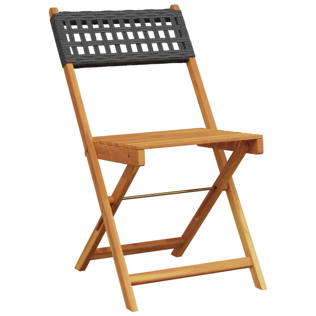 vidaXL Tuinstoelen 4 st inklapbaar poly rattan en massief hout zwart