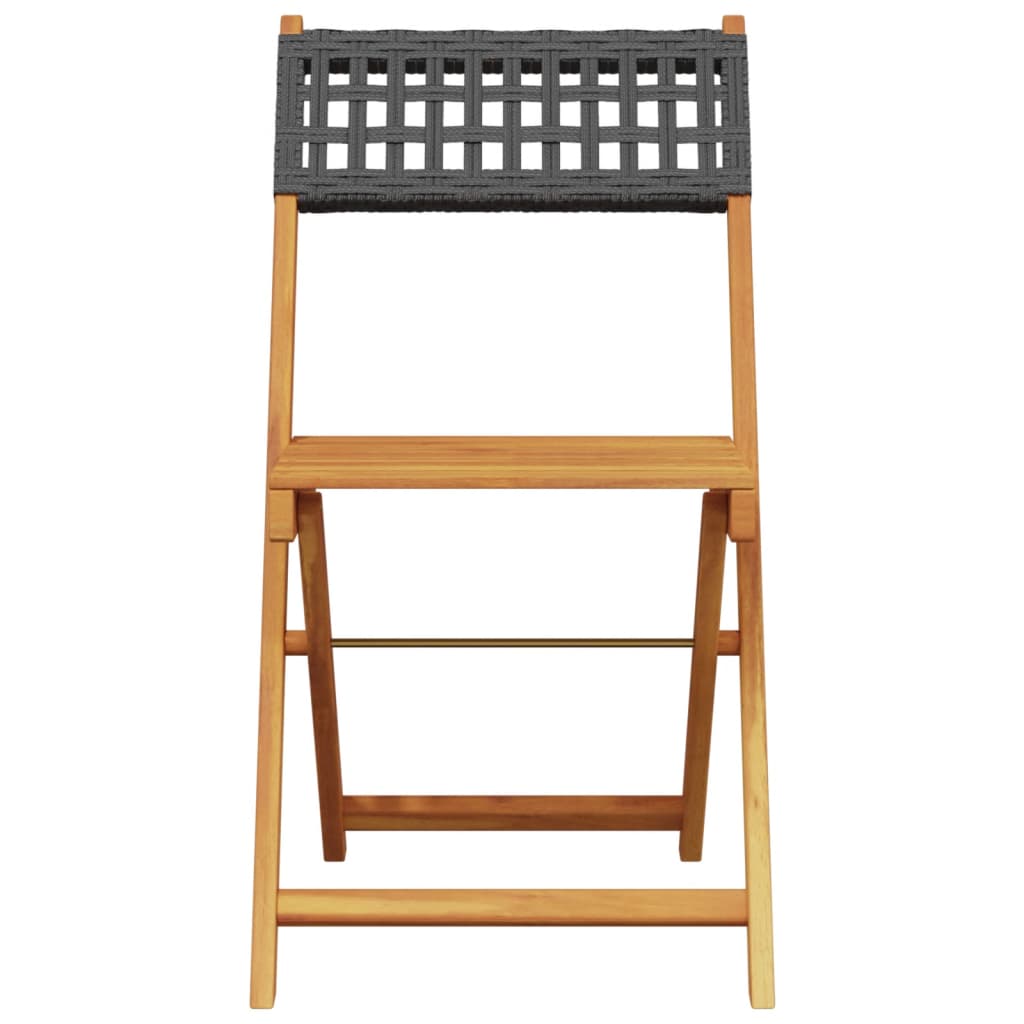 vidaXL Tuinstoelen 4 st inklapbaar poly rattan en massief hout zwart