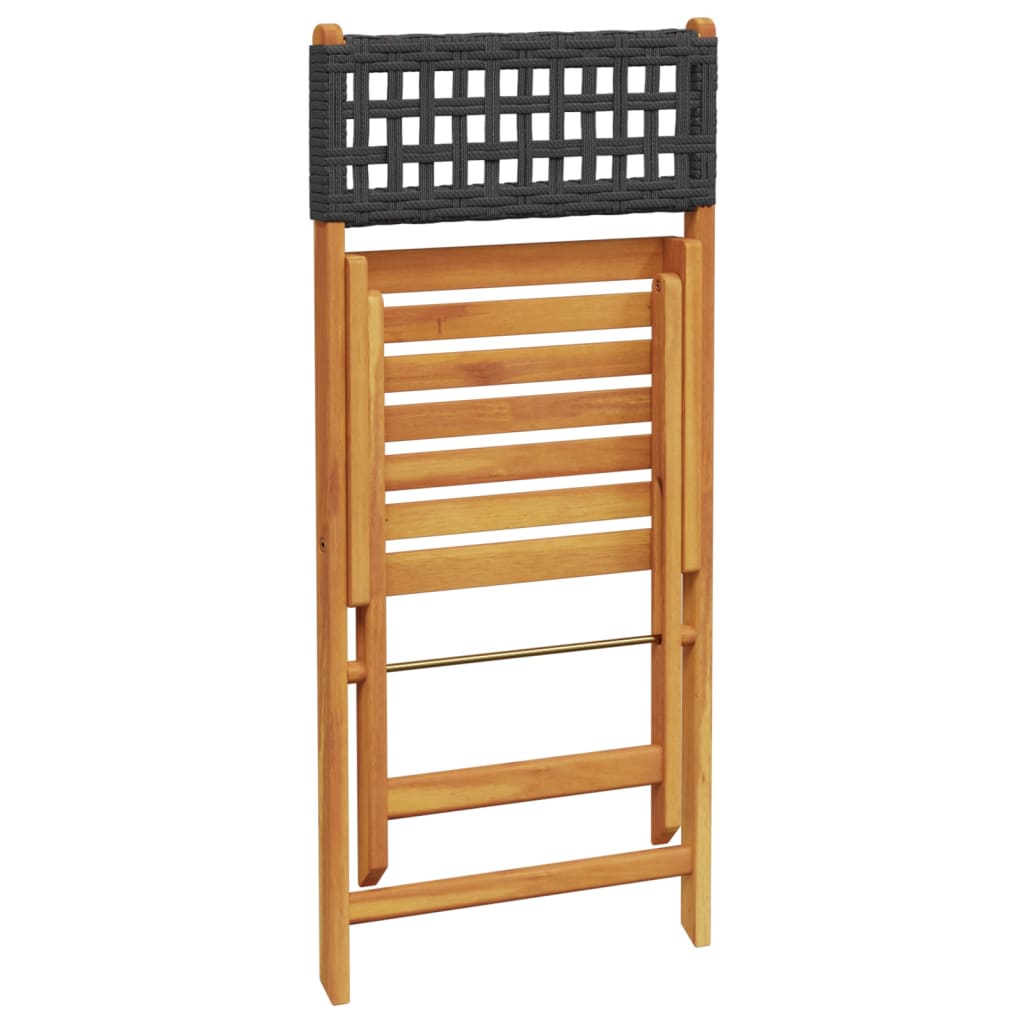 vidaXL Tuinstoelen 4 st inklapbaar poly rattan en massief hout zwart
