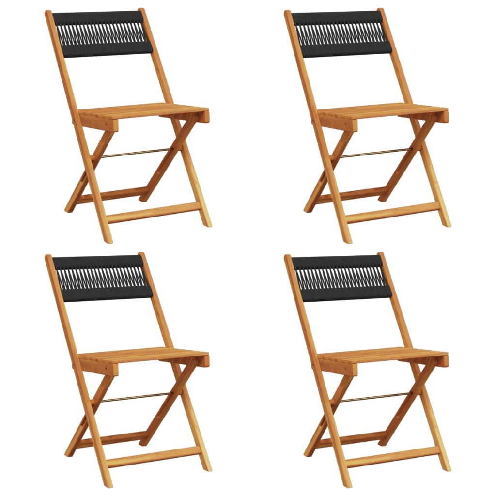 vidaXL Garden Chairs 4 pcs foldable solid acacia wood black