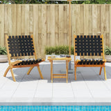 vidaXL Tuinstoelen 2 st inklapbaar met tafel massief hout zwart