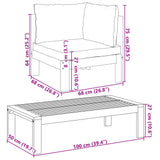 vidaXL 4-delige Loungeset met kussens massief acaciahout
