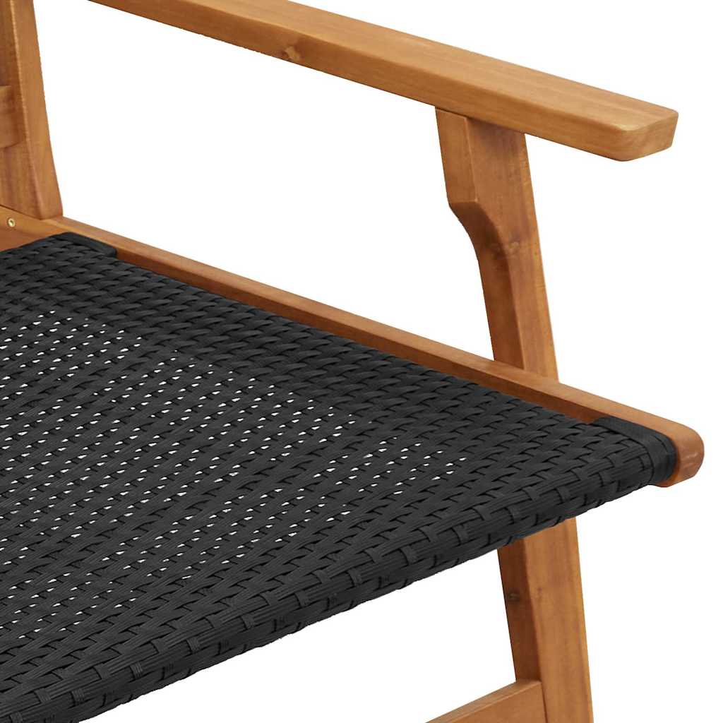 vidaXL Tuinstoelen met Tafel 3 pcs Zwart Massief Acacia Hout