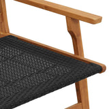 vidaXL Tuinstoelen met Tafel 3 pcs Zwart Massief Acacia Hout