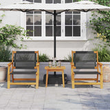 vidaXL Tuinstoelen met Tafel 3 pcs Zwart Massief Acacia Hout