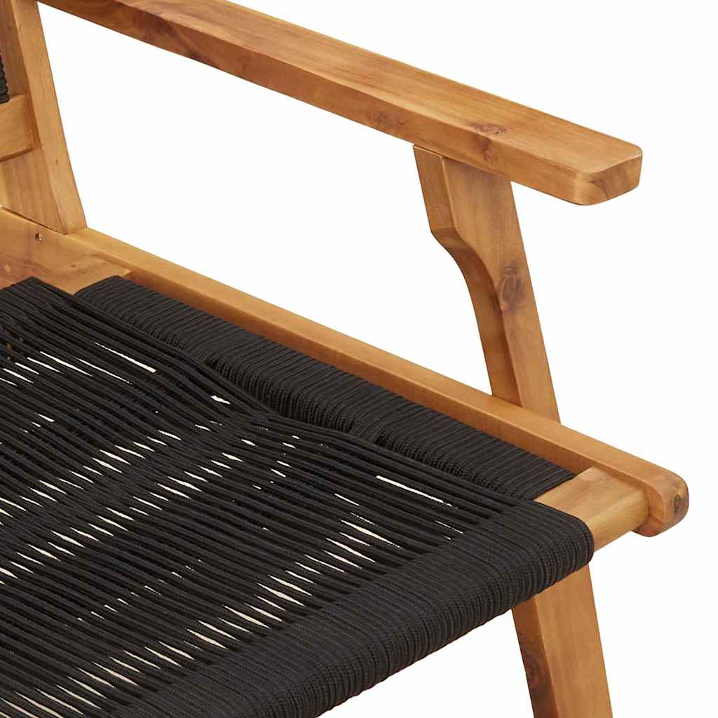 vidaXL Tuinstoelen met Tafel 3 pcs Zwart Massief Acacia Hout