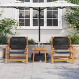 vidaXL Tuinstoelen met Tafel 3 pcs Zwart Massief Acacia Hout