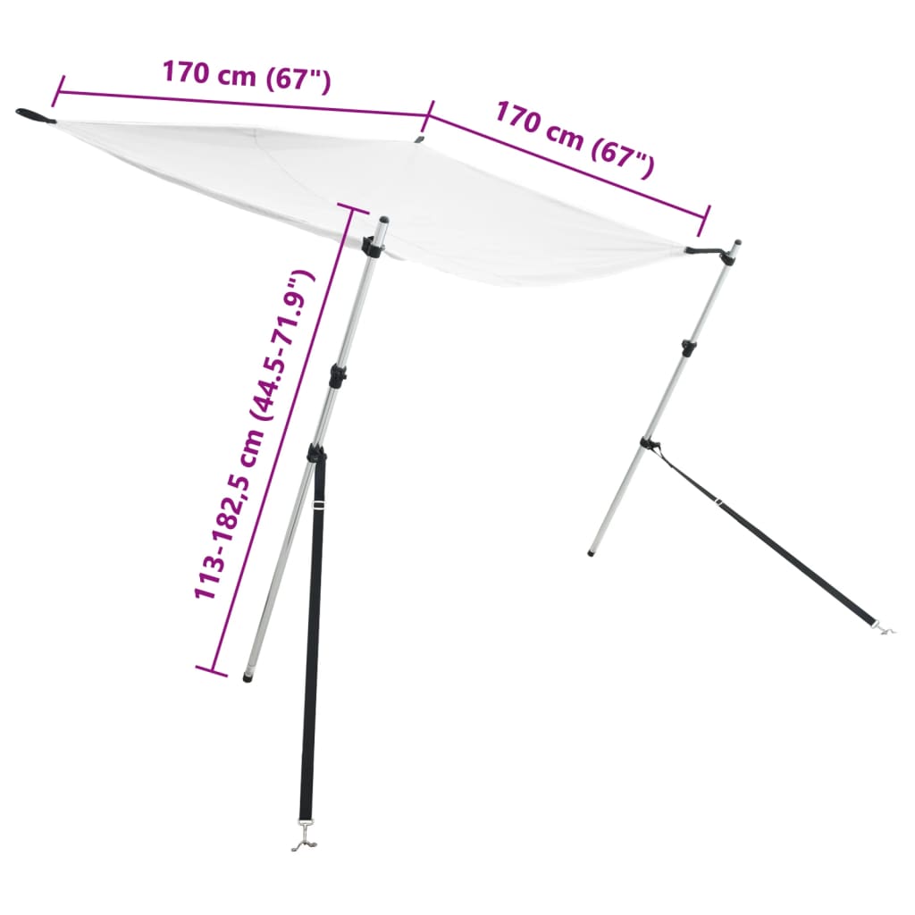 vidaXL Schaduwdoekset T-top 170x170x(113-182,5) cm wit