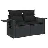 vidaXL 3-delige Loungeset met kussens poly rattan zwart
