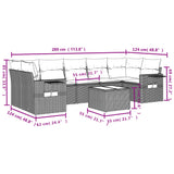 vidaXL 8-delige Loungeset met kussens poly rattan zwart