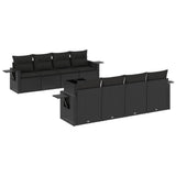 vidaXL 9-delige Loungeset met kussens poly rattan zwart