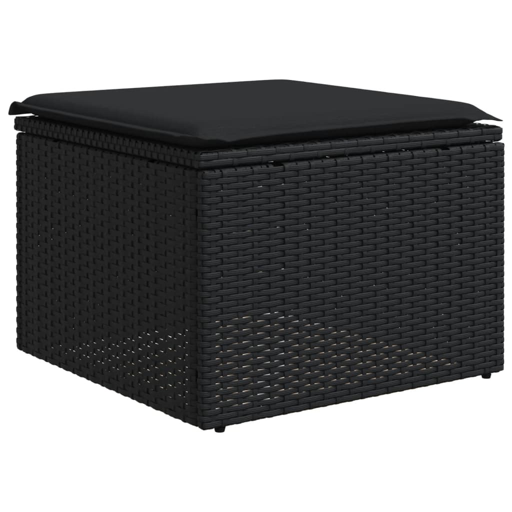 vidaXL 5-delige Loungeset met kussens poly rattan zwart
