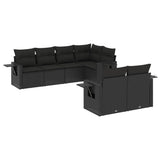 vidaXL 7-delige Loungeset met kussens poly rattan zwart