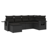 vidaXL 6-Piece Lounge Set with Cushions Poly Rattan Black