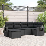 vidaXL 6-Piece Lounge Set with Cushions Poly Rattan Black