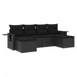 vidaXL 6-Piece Lounge Set with Cushions Poly Rattan Black