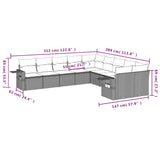 vidaXL 10-delige Loungeset met kussens poly rattan zwart