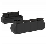 vidaXL 8-delige Loungeset met kussens poly rattan zwart