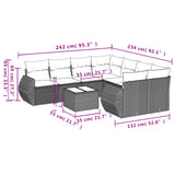 vidaXL 9-delige Loungeset met kussens poly rattan zwart
