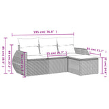 vidaXL 4-delige Loungeset met kussens poly rattan zwart